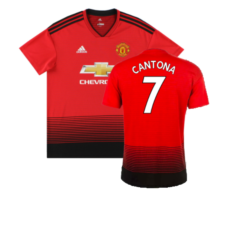 '18-'19 Manchester United Home Shirt (Excellent) (Cantona 7) Polyester Made By: Adidas Men's Red Small
