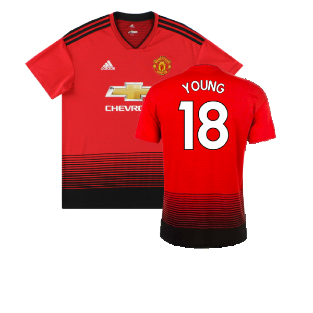 '18-'19 Manchester United Home Shirt (Very Good) (Young 18) Polyester Made By: Adidas Men's Red Medium