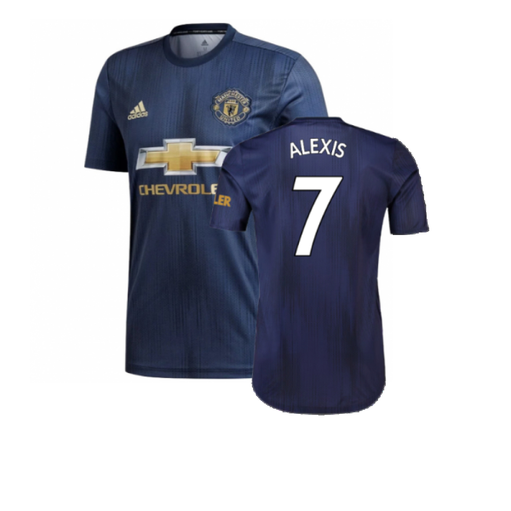 '18-'19 Manchester United Third Shirt (Mint) (Alexis 7) Polyester Made By: Adidas Men's Navy Small