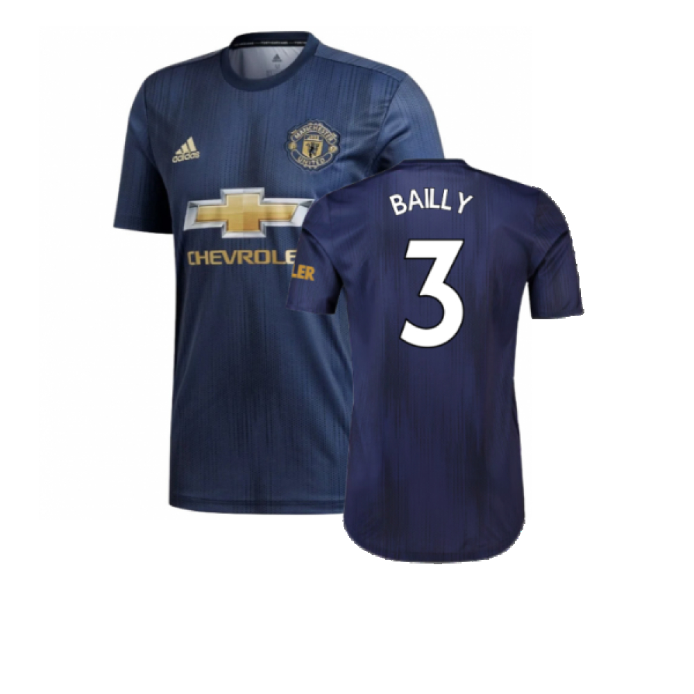 '18-'19 Manchester United Third Shirt (Mint) (Bailly 3) Polyester Made By: Adidas Men's Navy Small