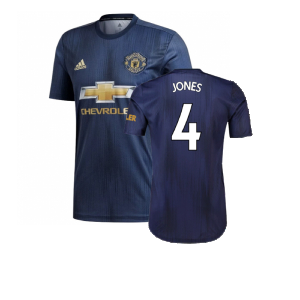 '18-'19 Manchester United Third Shirt (Mint) (Jones 4) Polyester Made By: Adidas Men's Navy Small
