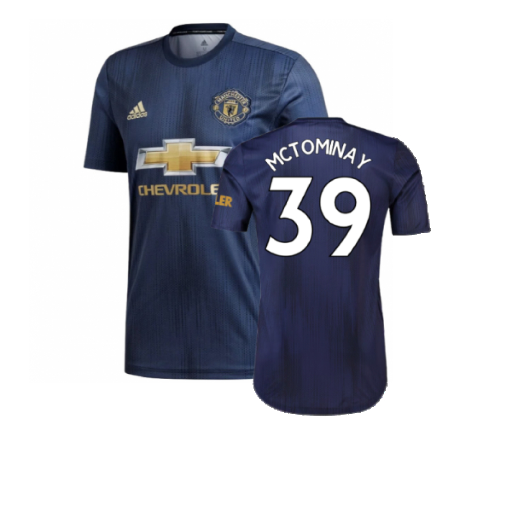 '18-'19 Manchester United Third Shirt (Mint) (Mctominay 39) Polyester Made By: Adidas Men's Navy Small