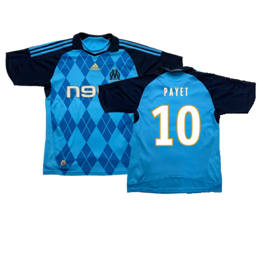 '08-'09 Marseille Away Shirt ) (Very Good) (Payet 10) Polyester Made By: Adidas Men's Blue Extra Large
