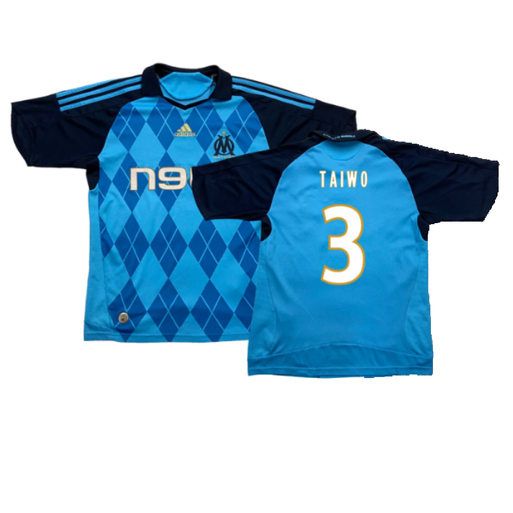 '08-'09 Marseille Away Shirt ) (Very Good) (Taiwo 3) Polyester Made By: Adidas Men's Blue Extra Large