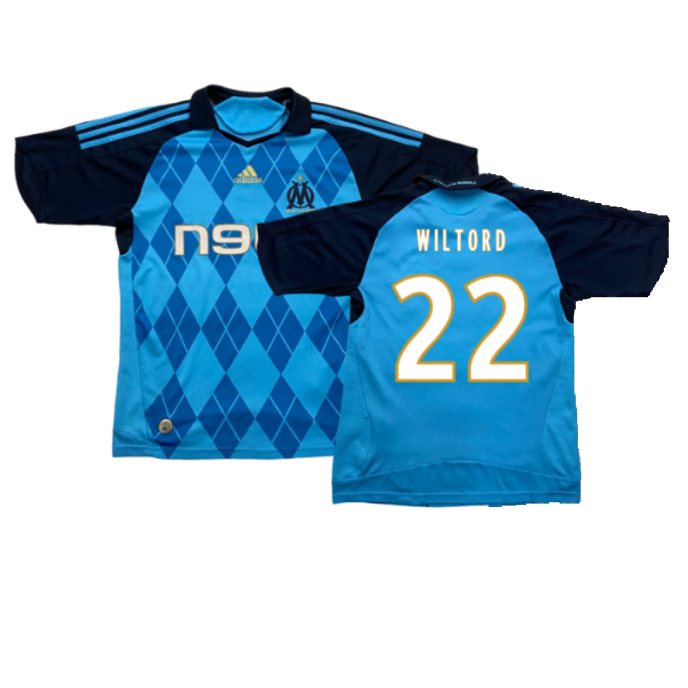 '08-'09 Marseille Away Shirt ) (Very Good) (Wiltord 22) Polyester Made By: Adidas Men's Blue Extra Large