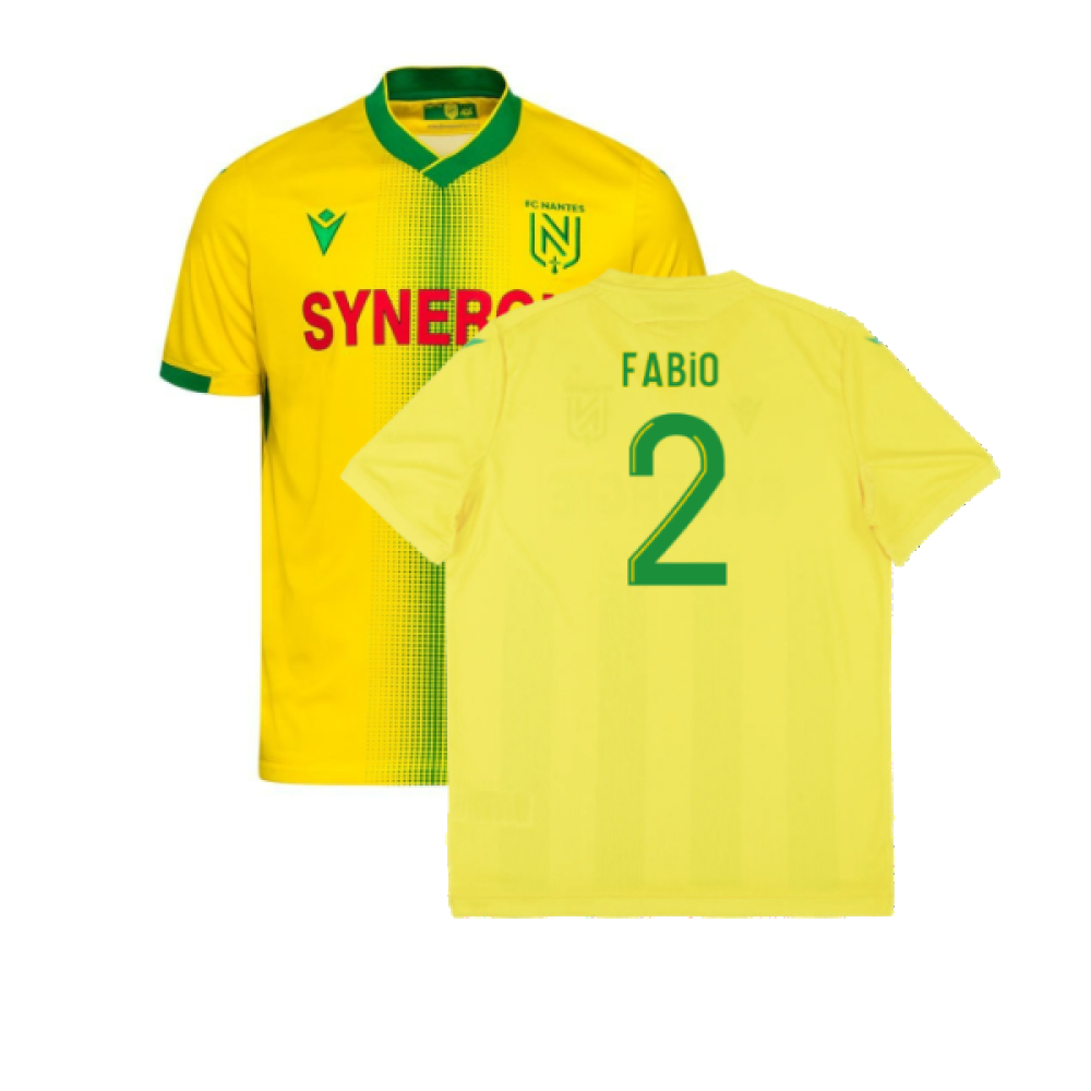 '21-'22 Nantes Home Shirt ) (Excellent) (Fabio 2) Polyester Made By: Macron Men's Yellow Xxl