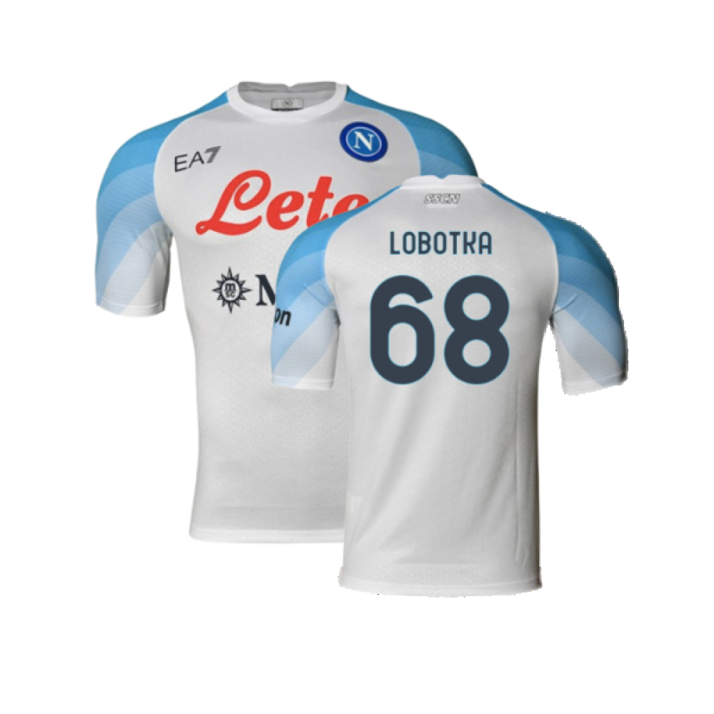 '22-'23 Napoli Away Player Issue Shirt ) (Very Good) (Lobotka 68) Polyester Made By: Ea7 Men's White Extra Large