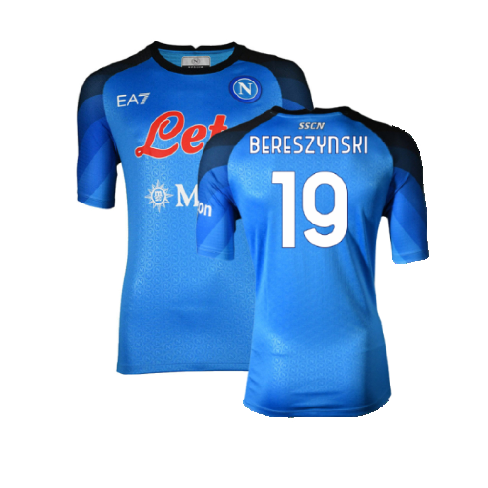 '22-'23 Napoli Home Shirt (S) (Very Good) (Bereszynski 19) Polyester Made By: Ea7 Men's Blue Small