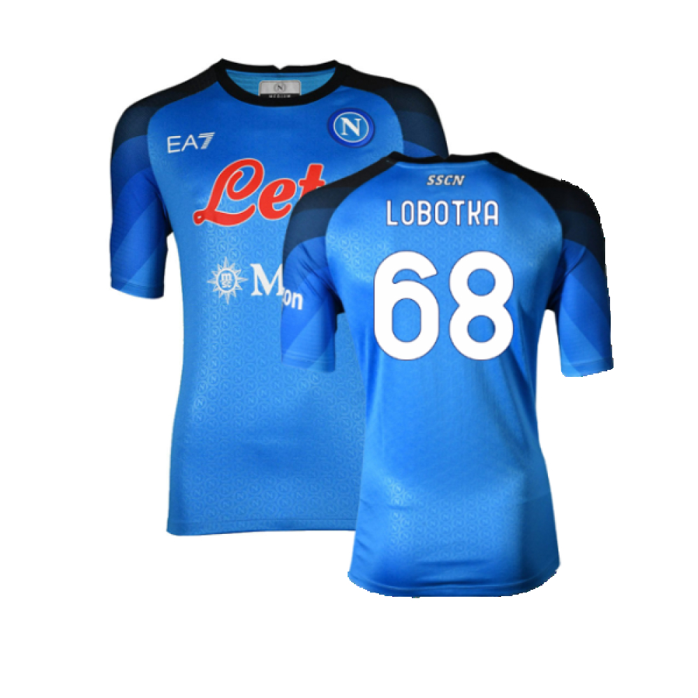 '22-'23 Napoli Home Shirt (S) (Very Good) (Lobotka 68) Polyester Made By: Ea7 Men's Blue Small