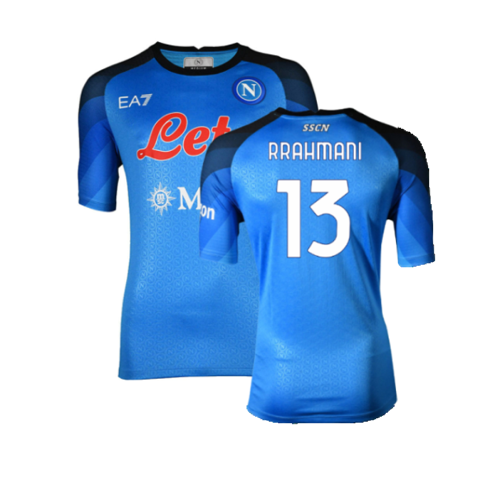 '22-'23 Napoli Home Shirt (S) (Very Good) (Rrahmani 13) Polyester Made By: Ea7 Men's Blue Small