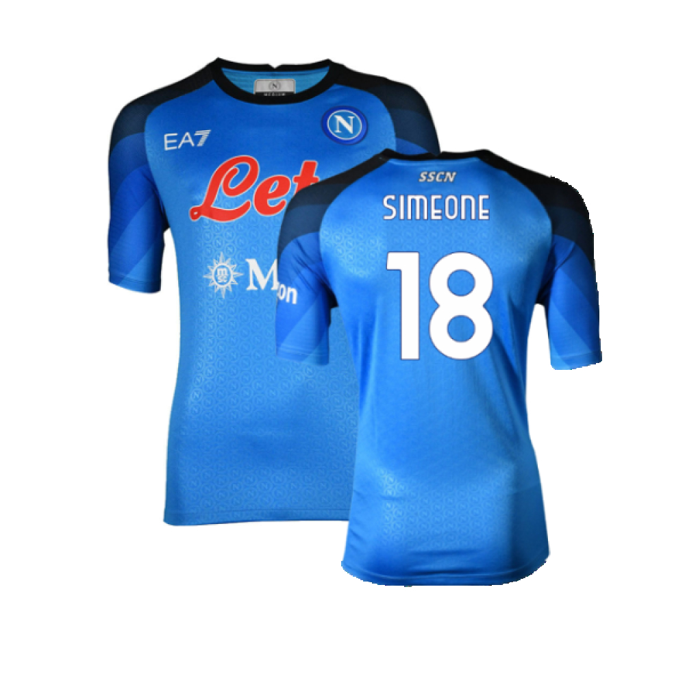 '22-'23 Napoli Home Shirt (M) (Very Good) (Simeone 18) Polyester Made By: Ea7 Men's Blue Medium