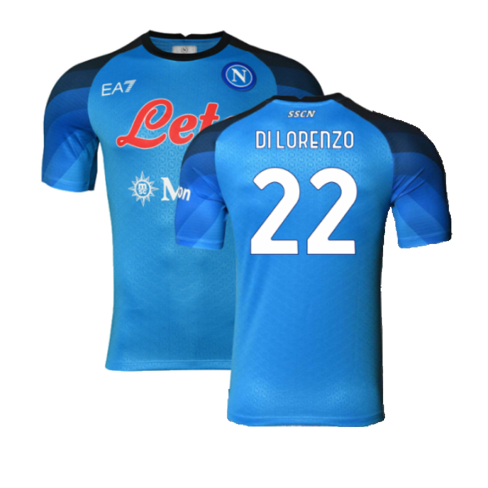 '22-'23 Napoli Player Issue Home Shirt (L) (Very Good) (Di Lorenzo 22) Polyester Made By: Ea7 Men's Blue Large