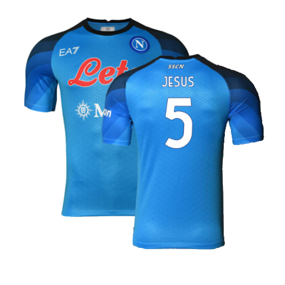'22-'23 Napoli Player Issue Home Shirt (L) (Very Good) (Jesus 5) Polyester Made By: Ea7 Men's Blue Large