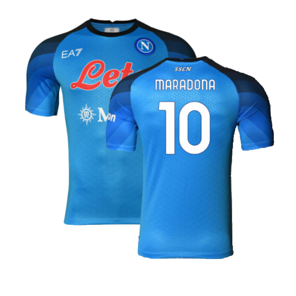 '22-'23 Napoli Player Issue Home Shirt (L) (Very Good) (Maradona 10) Polyester Made By: Ea7 Men's Blue Large