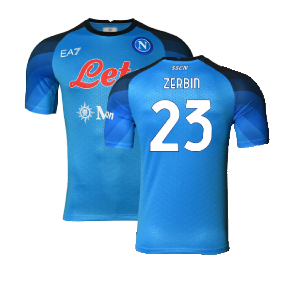 '22-'23 Napoli Player Issue Home Shirt (L) (Very Good) (Zerbin 23) Polyester Made By: Ea7 Men's Blue Large