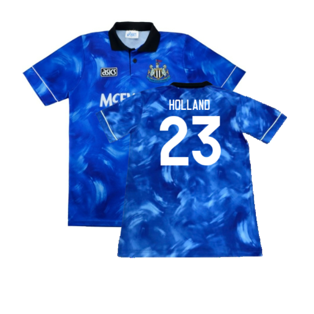 '93-'95 Newcastle United Away Shirt (L) (Good) (Holland 23) Polyester Made By: Asics Men's Blue Large