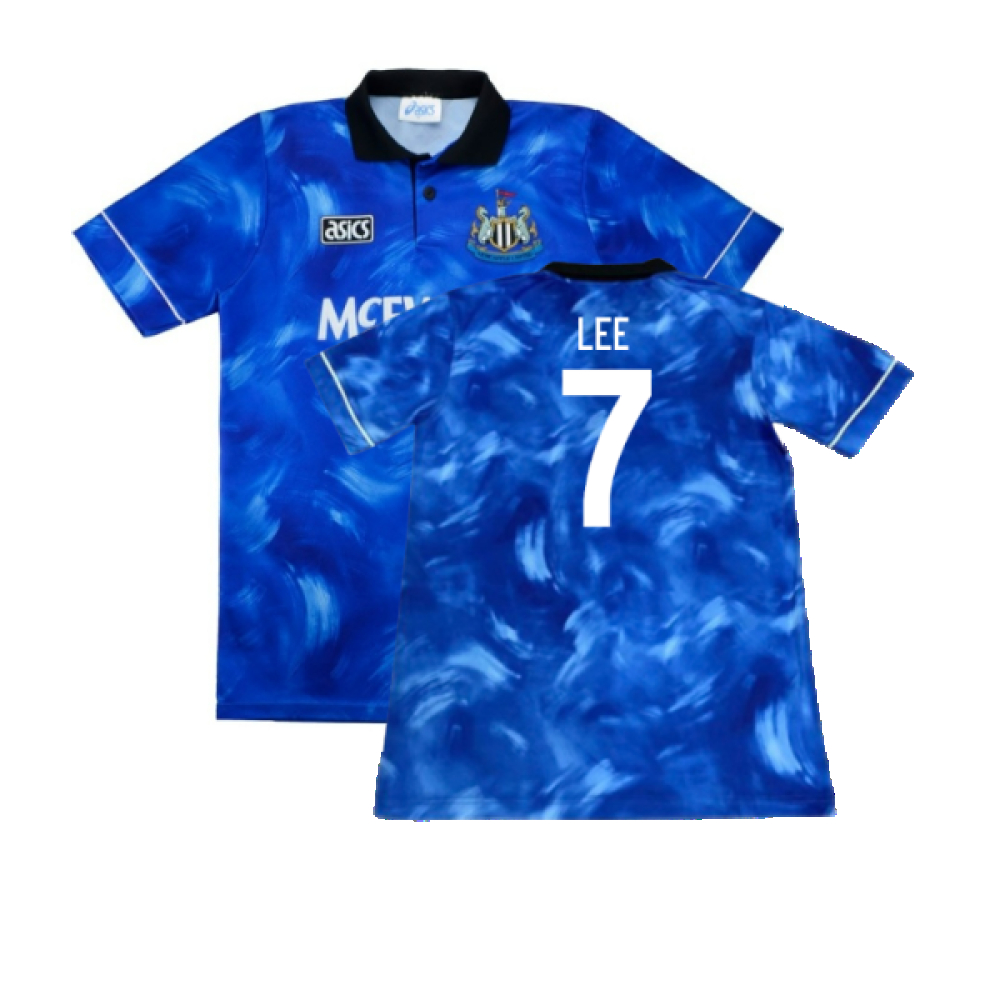 '93-'95 Newcastle United Away Shirt (L) (Good) (Lee 7) Polyester Made By: Asics Men's Blue Large