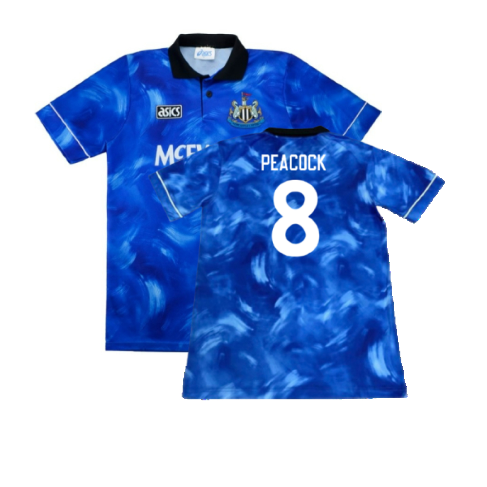 '93-'95 Newcastle United Away Shirt (L) (Good) (Peacock 8) Polyester Made By: Asics Men's Blue Large
