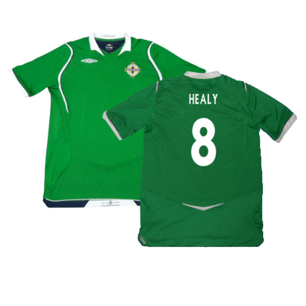 '08-'09 Northern Ireland Home Shirt (Excellent) (Healy 8) Polyester Made By: Umbro Men's Green Small