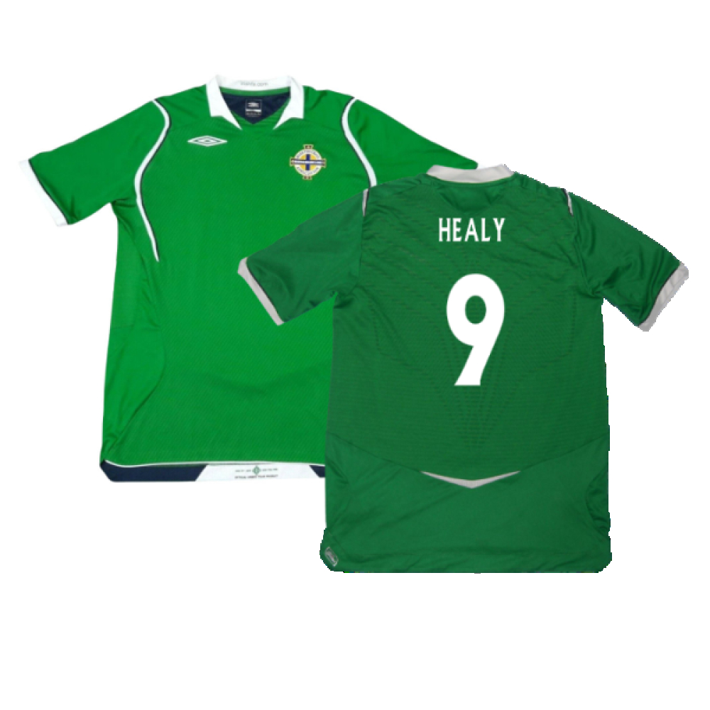 '08-'09 Northern Ireland Home Shirt (Excellent) (Healy 9) Polyester Made By: Umbro Men's Green Small