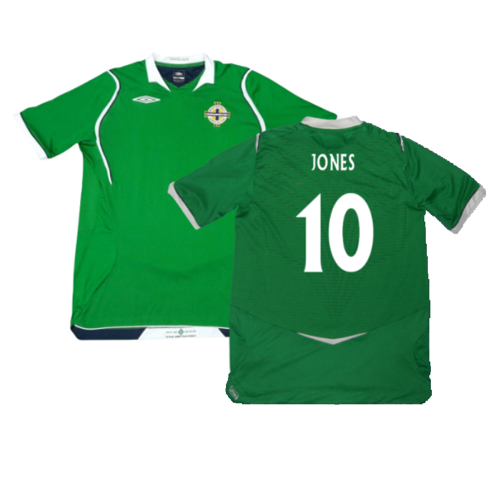 '08-'09 Northern Ireland Home Shirt (Excellent) (Jones 10) Polyester Made By: Umbro Men's Green Small