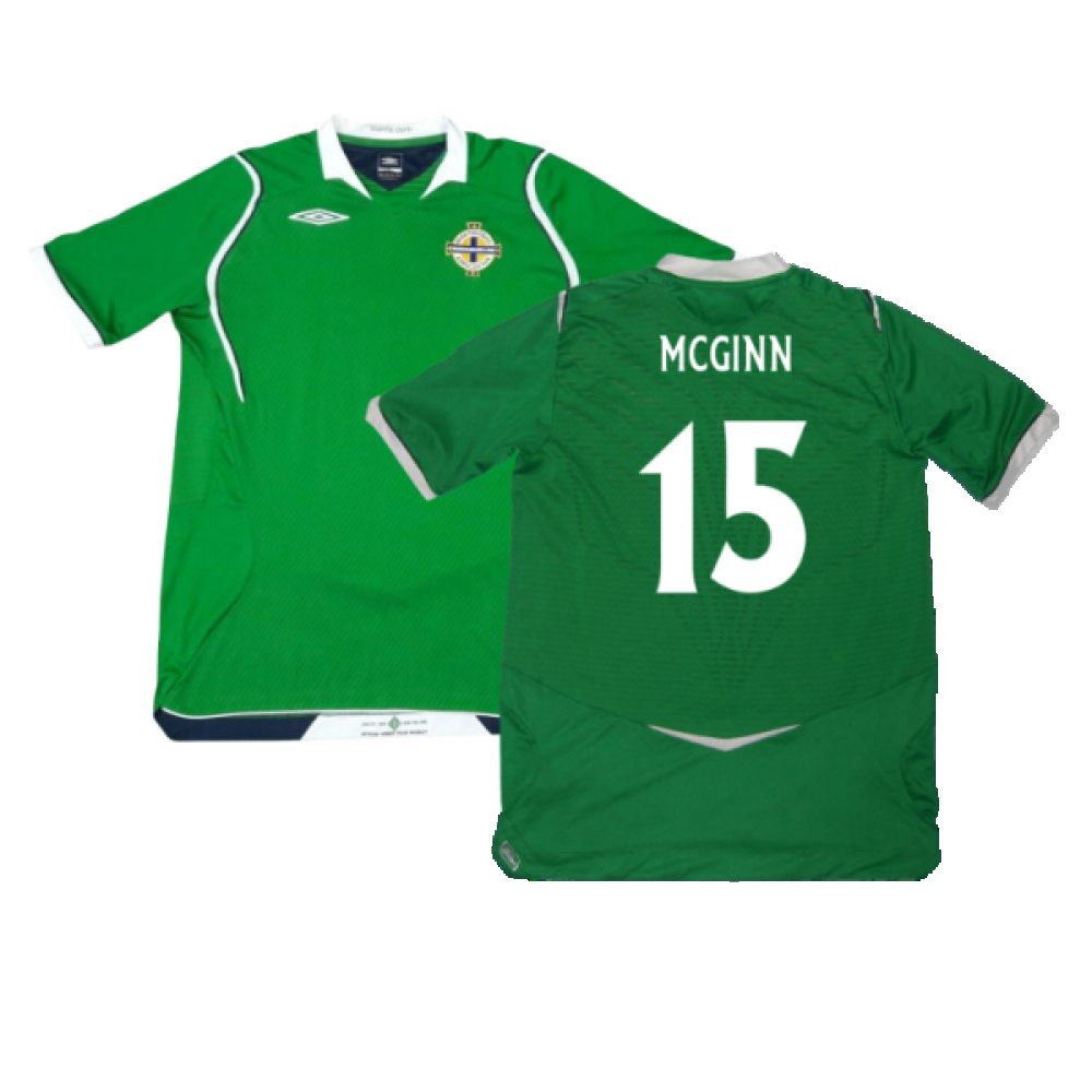 '08-'09 Northern Ireland Home Shirt (Excellent) (Mcginn 15) Polyester Made By: Umbro Men's Green Small