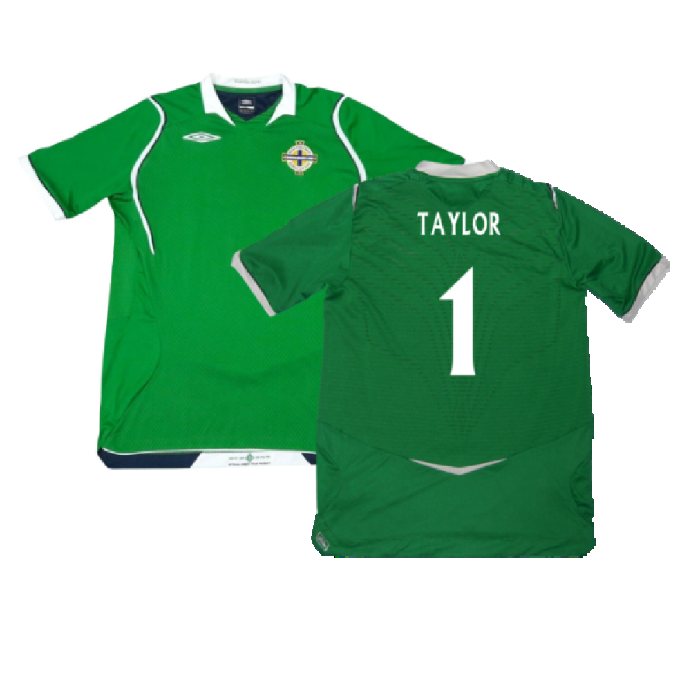 '08-'09 Northern Ireland Home Shirt ) (Good) (Taylor 1) Polyester Made By: Umbro Men's Green Extra Large
