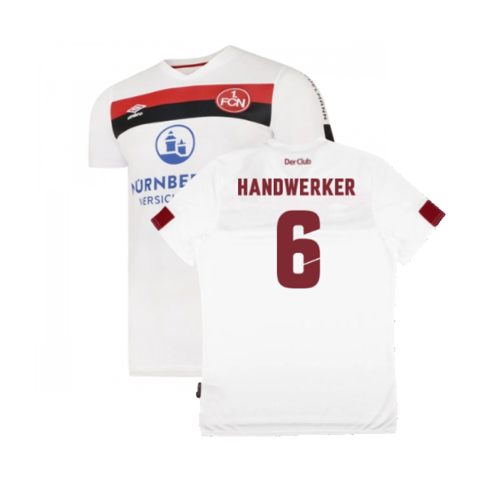 '19-'20 Nurnberg Away Shirt (S) (Mint) (Handwerker 6) Polyester Made By: Umbro Men's White Small