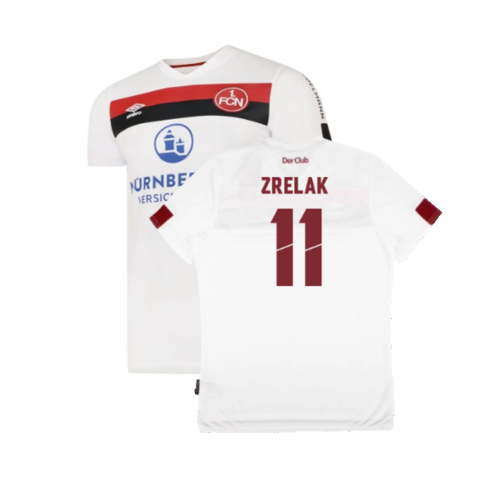 '19-'20 Nurnberg Away Shirt (S) (Mint) (Zrelak 11) Polyester Made By: Umbro Men's White Small