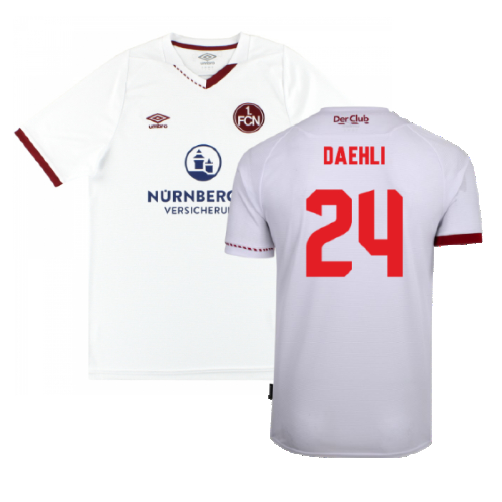 '20-'21 Nurnberg Away Shirt ) (Excellent) (Daehli 24) Polyester Made By: Umbro Men's White Extra Large