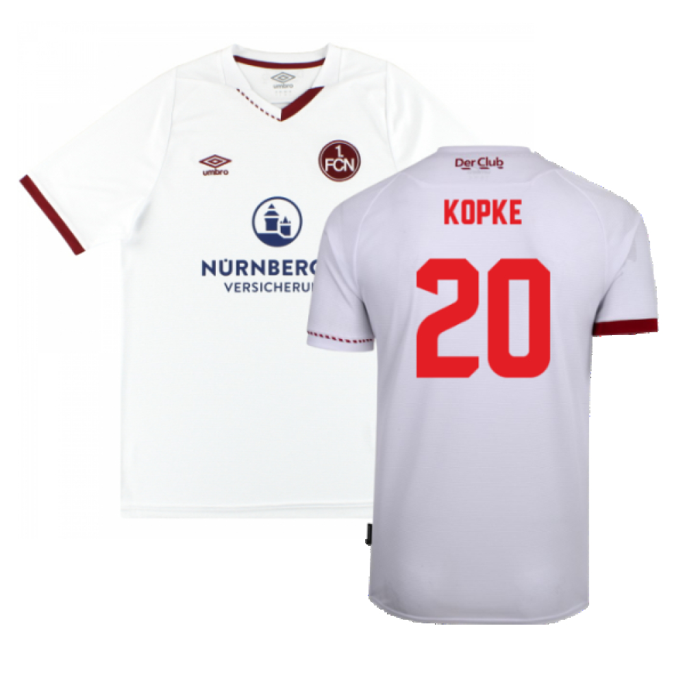 '20-'21 Nurnberg Away Shirt ) (Excellent) (Kopke 20) Polyester Made By: Umbro Men's White Extra Large