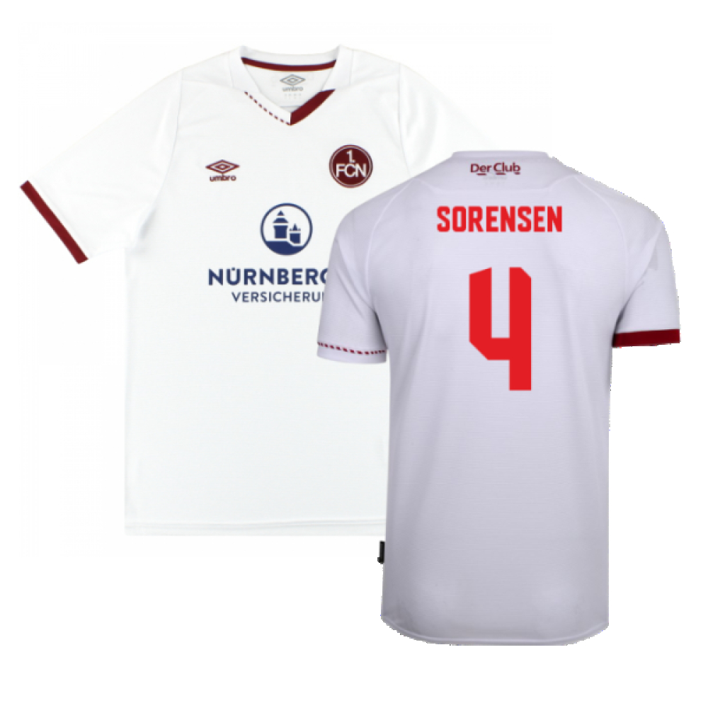 '20-'21 Nurnberg Away Shirt ) (Excellent) (Sorensen 4) Polyester Made By: Umbro Men's White Extra Large