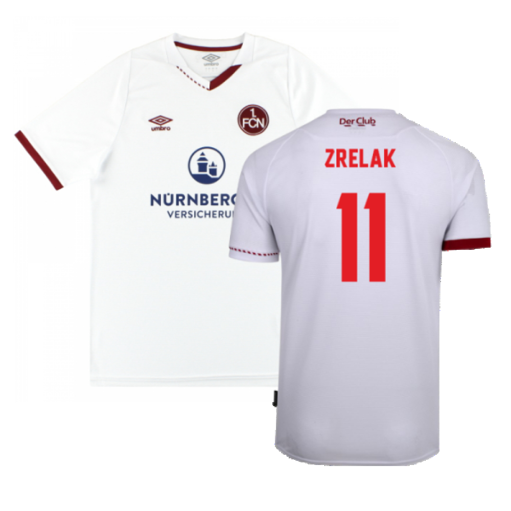 '20-'21 Nurnberg Away Shirt ) (Mint) (Zrelak 11) Polyester Made By: Umbro Men's White Extra Large
