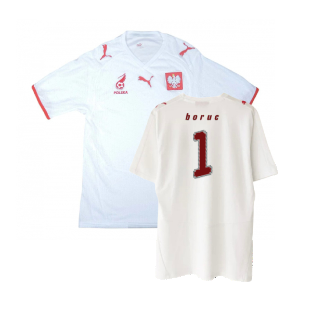 '08-'09 Poland Home Shirt ) (Excellent) (Boruc 1) Polyester Made By: Puma Men's White Xxl