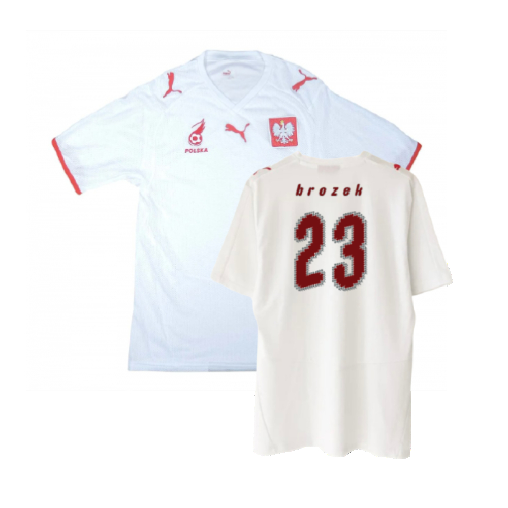 '08-'09 Poland Home Shirt ) (Excellent) (Brozek 23) Polyester Made By: Puma Men's White Xxl