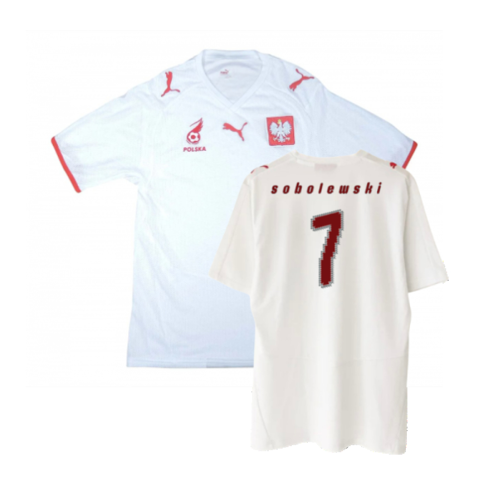 '08-'09 Poland Home Shirt ) (Excellent) (Sobolewski 7) Polyester Made By: Puma Men's White Xxl