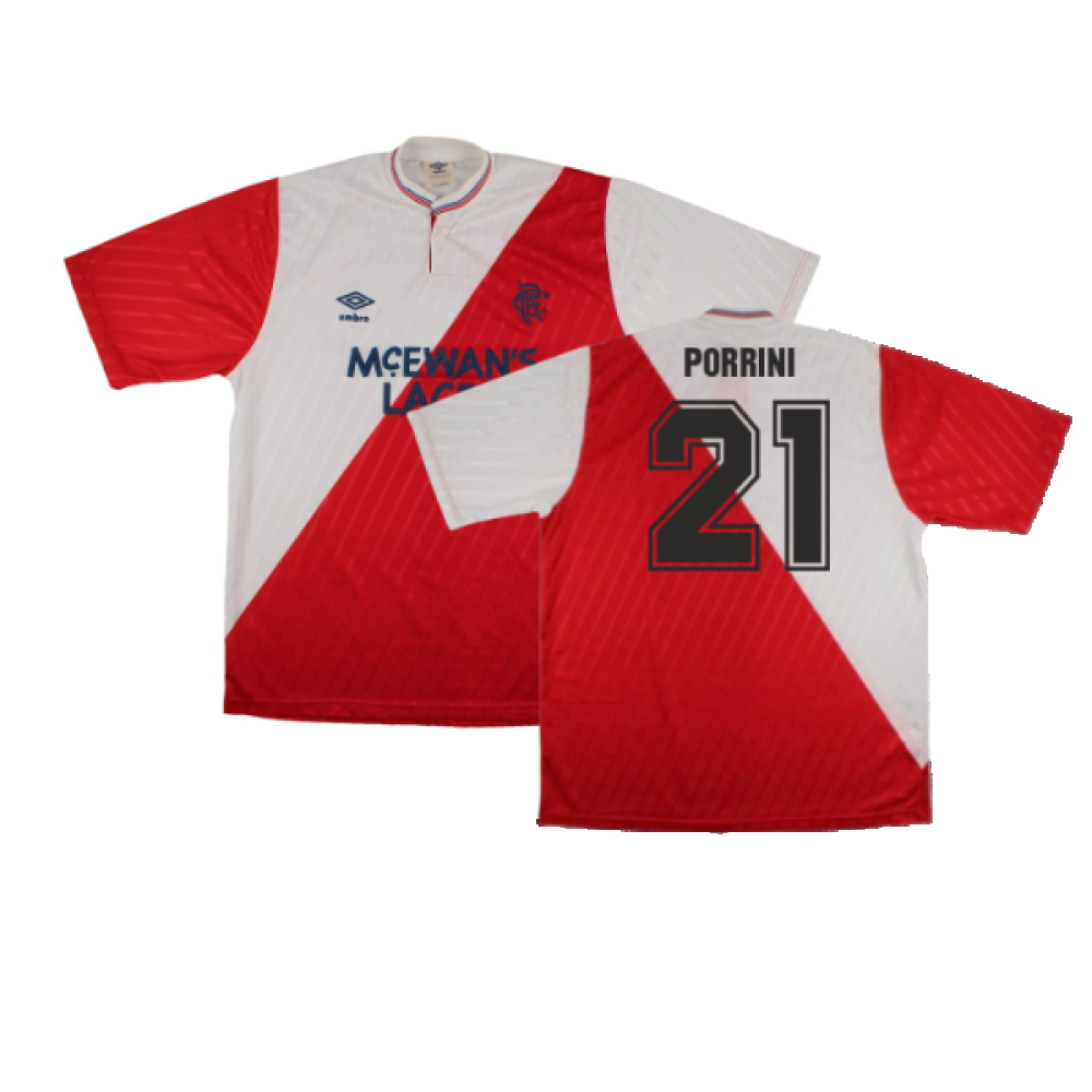'87-'88 Rangers Away Shirt (L) (Excellent) (Porrini 21) Polyester Made By: Umbro Men's Red Large