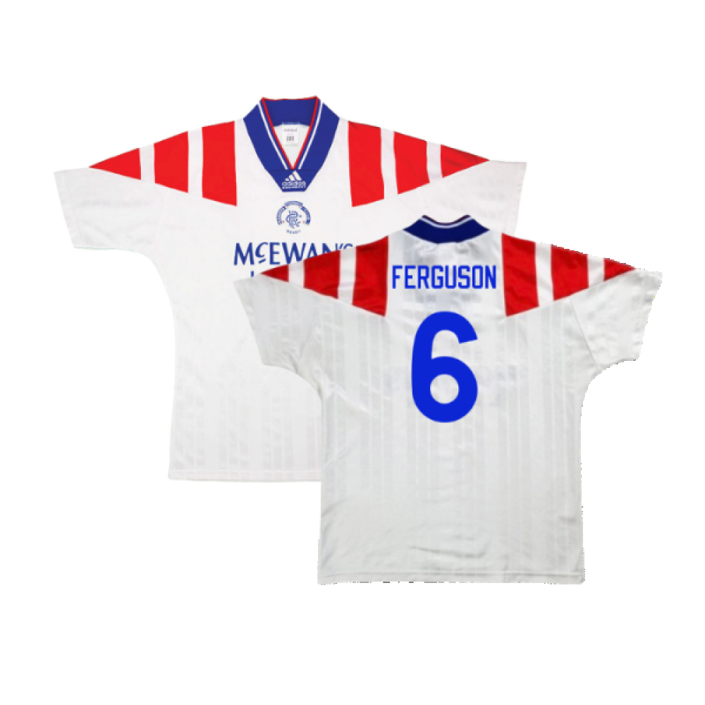'92-'93 Rangers Away Shirt (Very Good) (Ferguson 6) Polyester Made By: Adidas Men's White Large