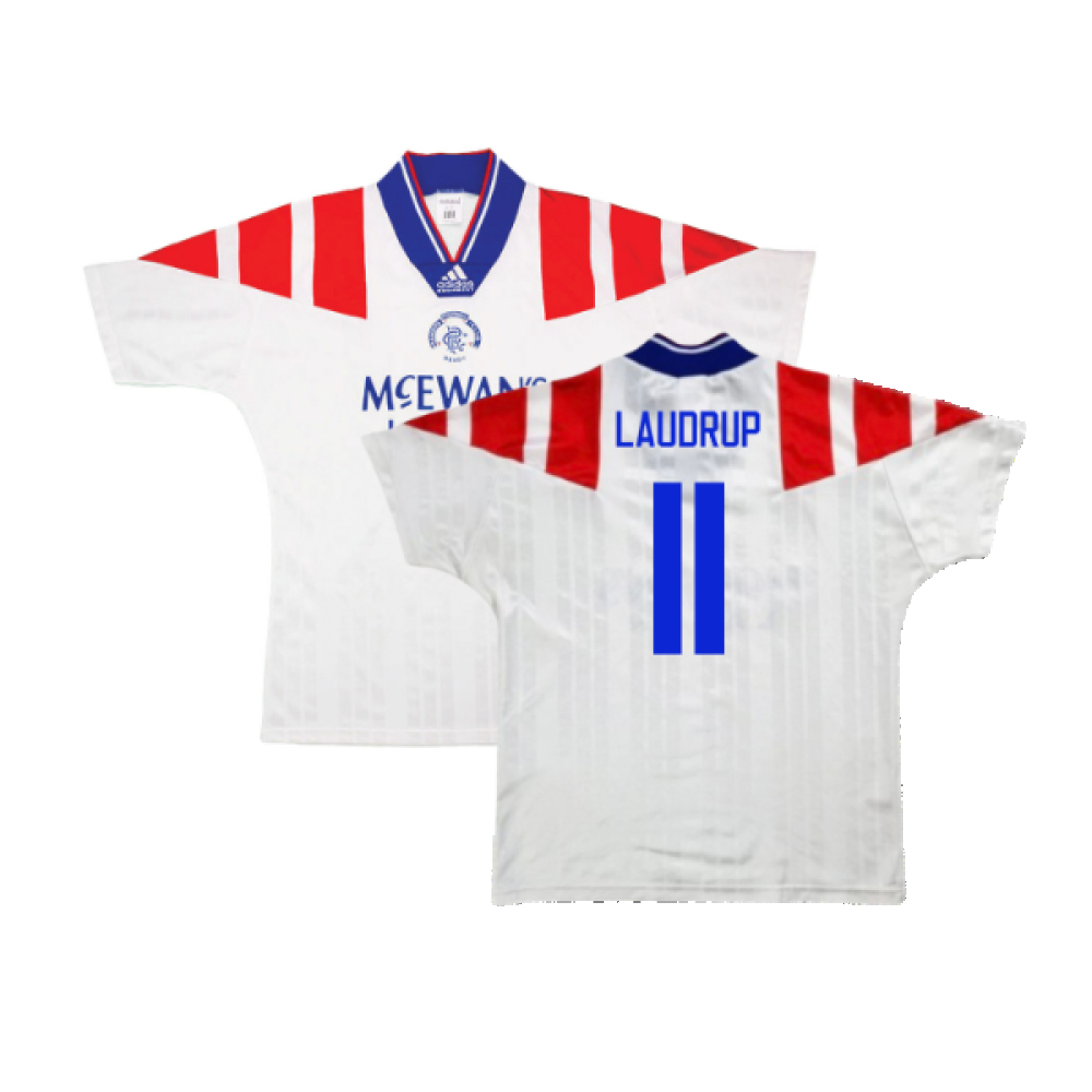 '92-'93 Rangers Away Shirt (Very Good) (Laudrup 11) Polyester Made By: Adidas Men's White Large