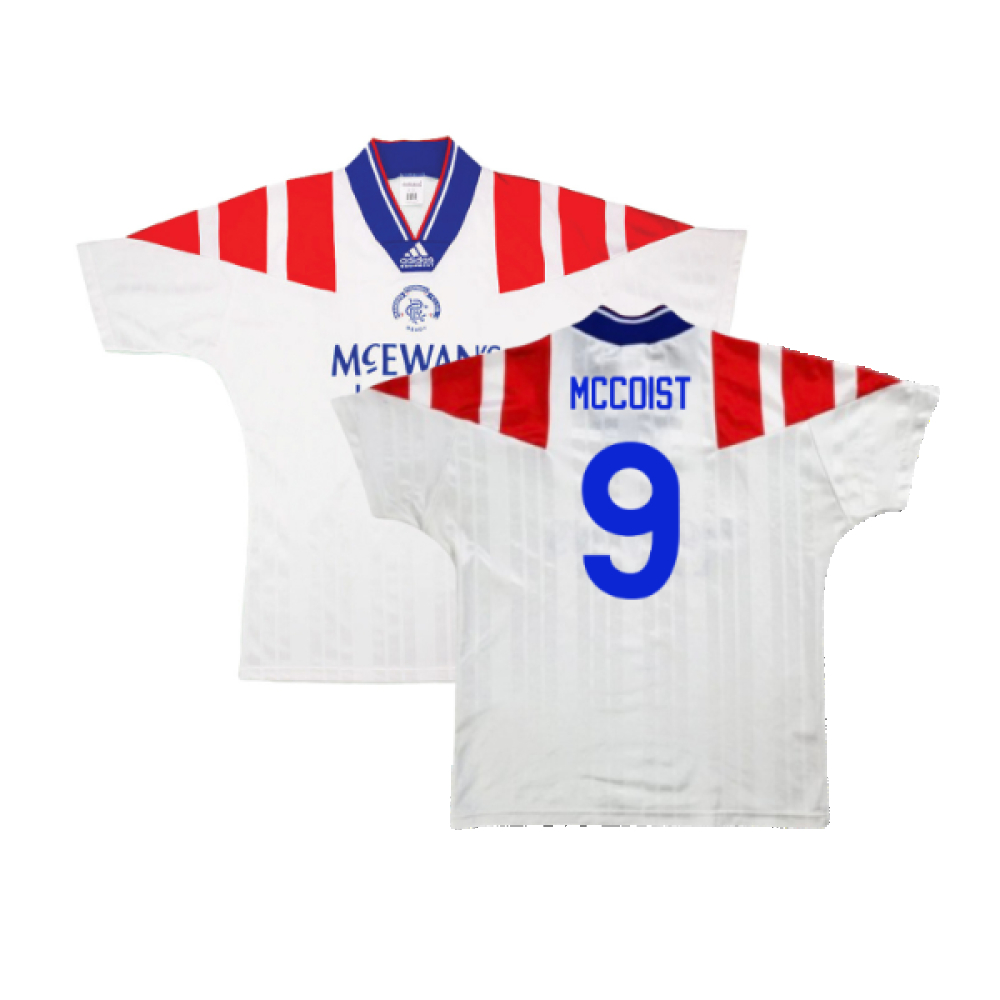 '92-'93 Rangers Away Shirt (Excellent) (Mccoist 9) Polyester Made By: Adidas Men's White Large