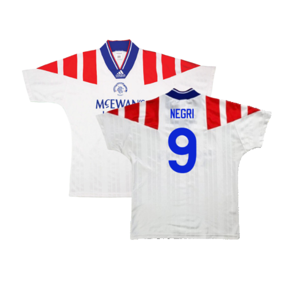'92-'93 Rangers Away Shirt (Excellent) (Negri 9) Polyester Made By: Adidas Men's White Large