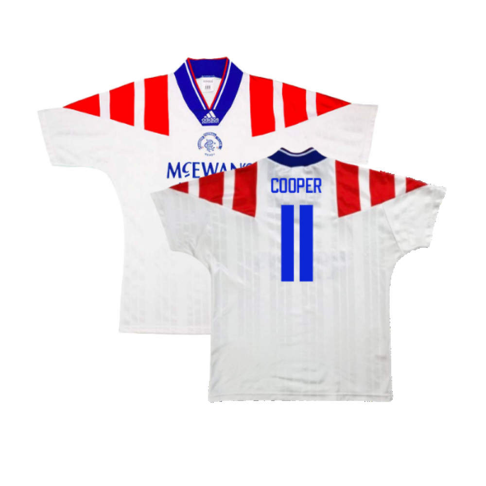 '92-'94 Rangers Away (M) (Excellent) (Cooper 11) Polyester Made By: Adidas Men's White Medium