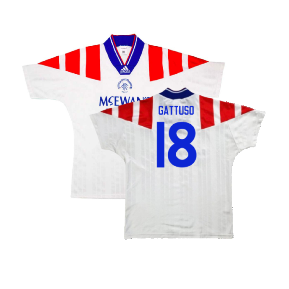 '92-'94 Rangers Away (M) (Excellent) (Gattuso 18) Polyester Gennaro Gattuso Made By: Adidas Men's White Medium