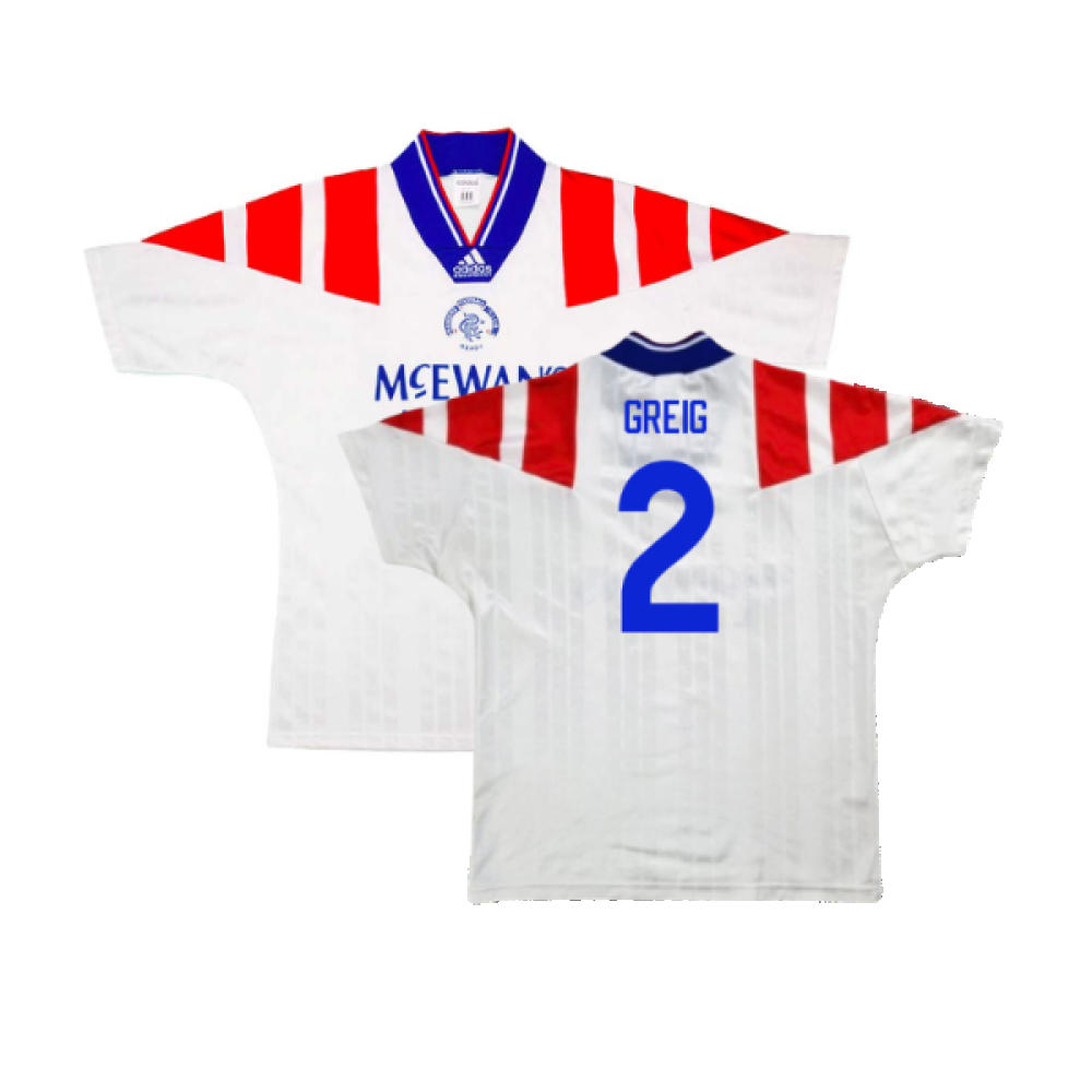 '92-'94 Rangers Away (M) (Excellent) (Greig 2) Polyester Made By: Adidas Men's White Medium