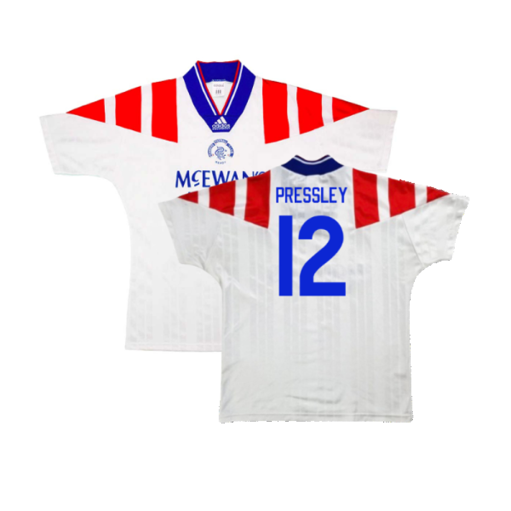 '92-'94 Rangers Away (M) (Excellent) (Pressley 12) Polyester Made By: Adidas Men's White Medium