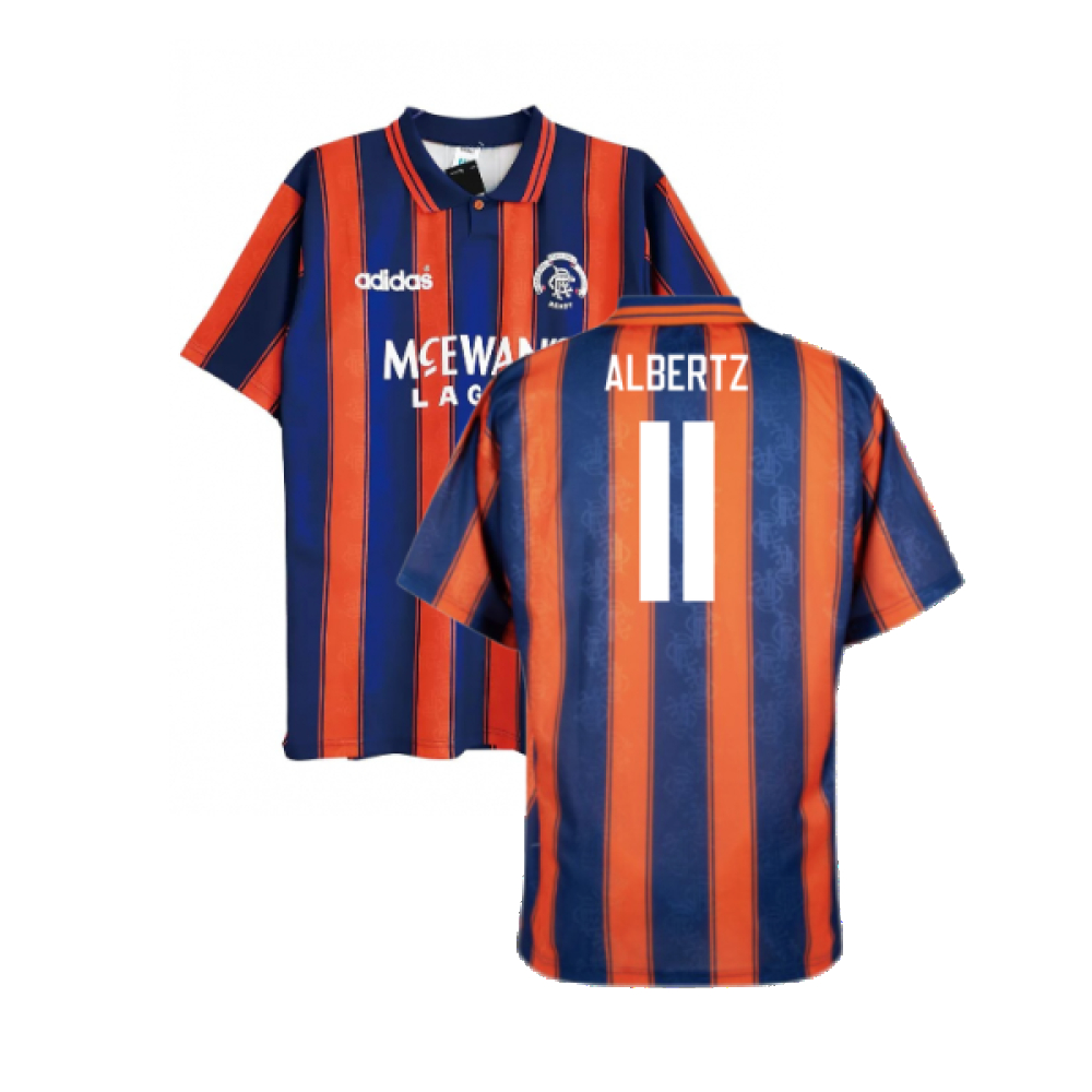 '93-'94 Rangers Away Shirt (L) (Very Good) (Albertz 11) Polyester Made By: Adidas Men's Blue Large