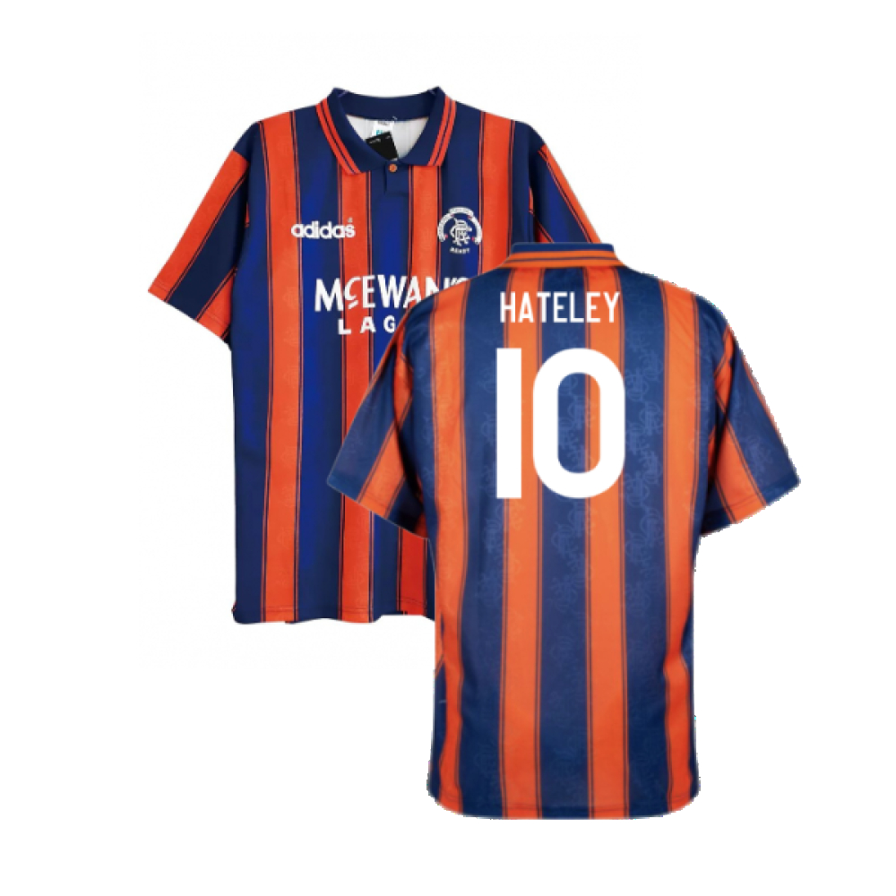 '93-'94 Rangers Away Shirt (L) (Very Good) (Hateley 10) Polyester Made By: Adidas Men's Blue Large