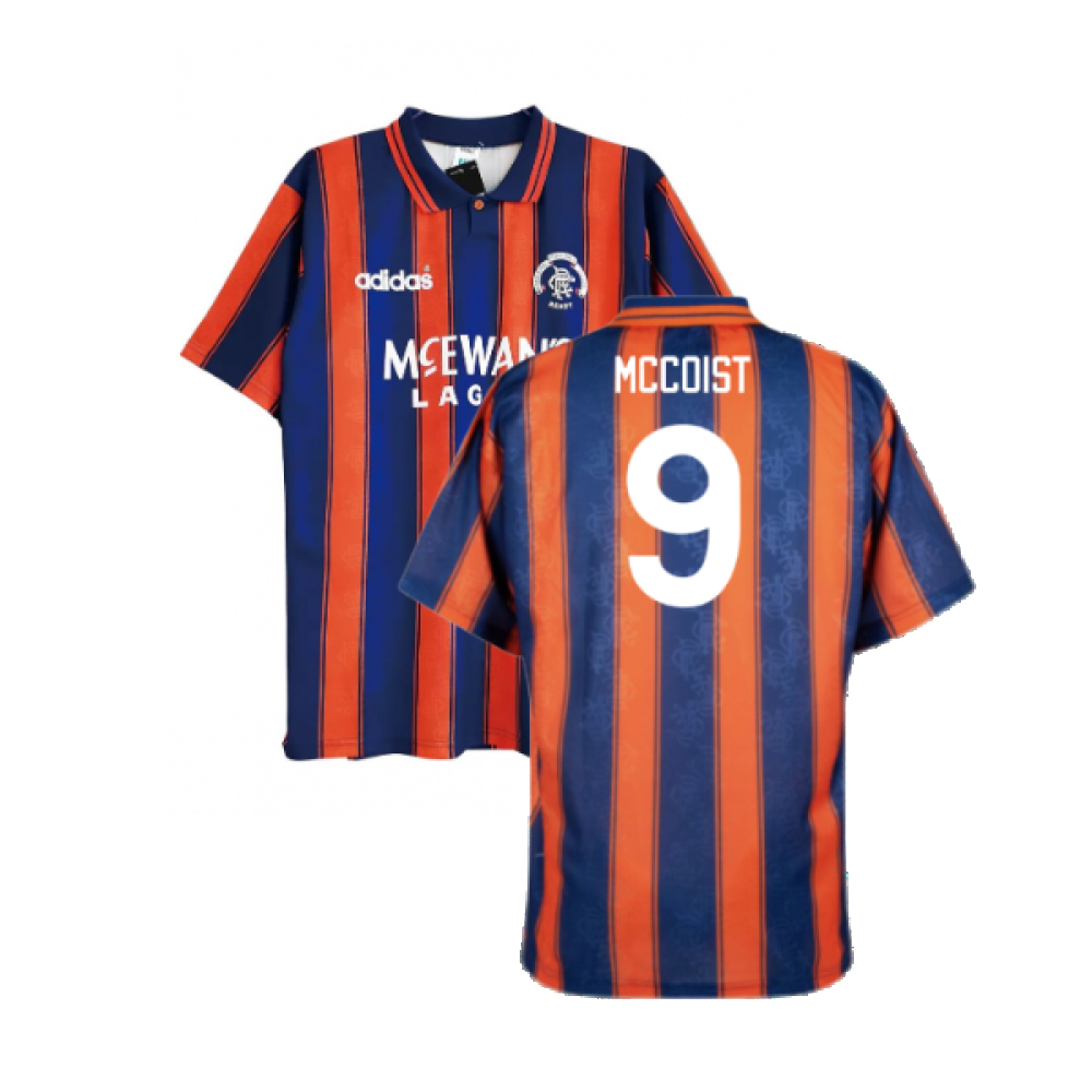 '93-'94 Rangers Away Shirt (L) (Very Good) (Mccoist 9) Polyester Made By: Adidas Men's Blue Large