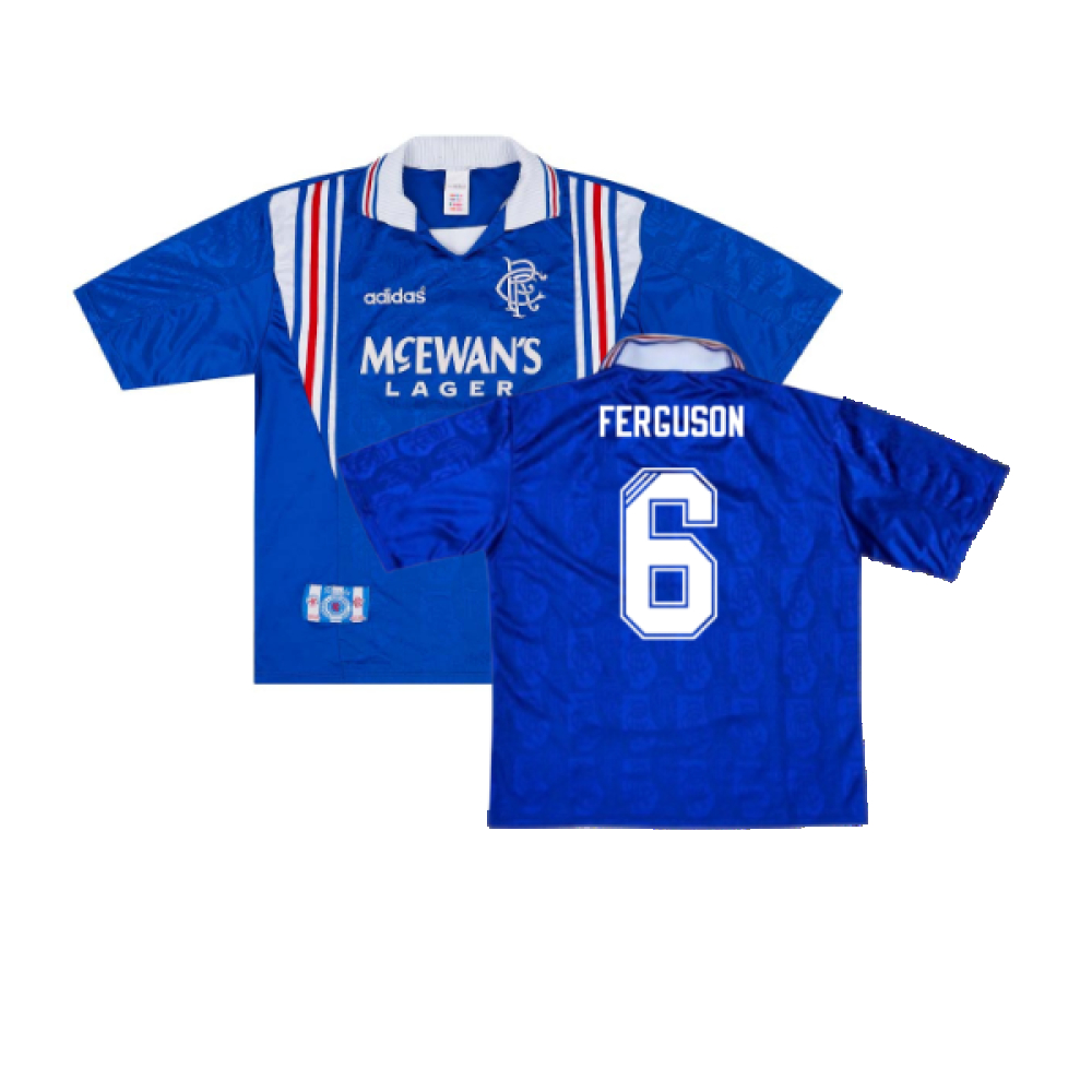 '96-'97 Rangers Home Shirt ) (Excellent) (Ferguson 6) Polyester Made By: Adidas Men's Blue Extra Large