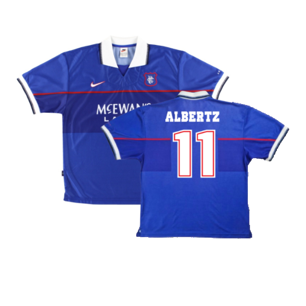 '97-'99 Rangers Home Shirt Boys) (Excellent) (Albertz 11) Polyester Made By: Nike Men's Blue Extra Large